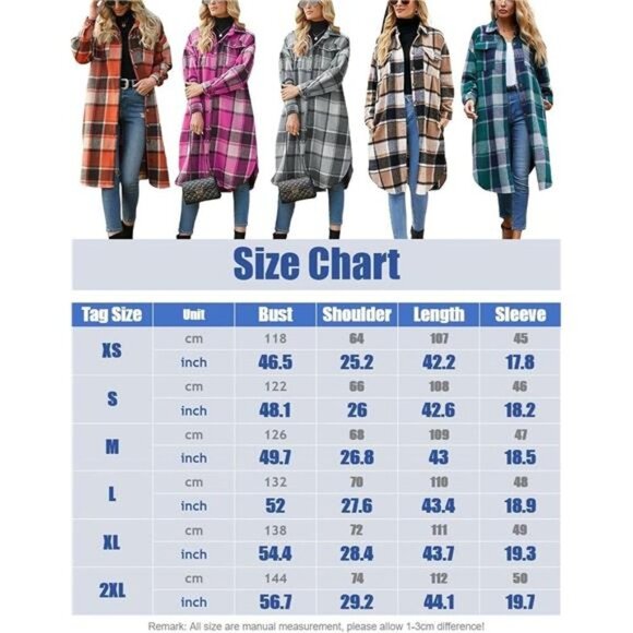 Brown & Black Plaid Print Button Down Long Midi Trench Flannel Jacket Shacket‎ - Picture 7 of 7